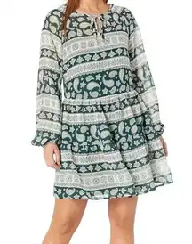 Wrangler retro Hunter Paisley knee length hunter green sheer flowy dress women’s