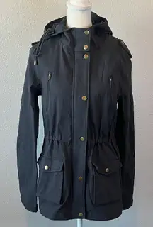 Eden Society Holly Contrast Hooded Cargo Jacket Dark Gray Size Small