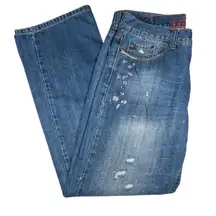 Red Camel Jeans Womens 34x31 Bootcut Flare Distressed Faded Button Pocket