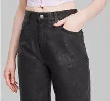90's Relaxed Straight Leg Jeans Mid Rise Waist Glitter Coating Cotton Blend