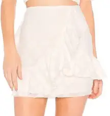 Revolve Hannah White Ivory Ruffle Faux Wrap Cotton Mini Skirt Large