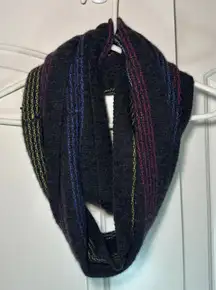 A Pea in the Pod Black Knit Infinity Scarf Multicolor Stripe Soft Winter