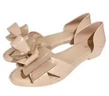 Melissa Size 7 Blush Pink Rubber Bow Slip on Open Toe Flats Shoes