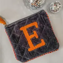 BOUTIQUE‎ quilted monogram initial E pouch boho NWT