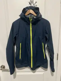 Columbia Titanium Womens Navy Backcountry Bandit Shell Hooded Zip Rain Jacket