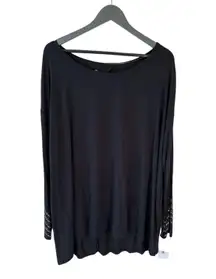 NWT GAIAM Haven Long Sleeve Tee Shirt With Metallic Graphic Black Women Size XL