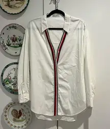 Zara White Button Down with Stripe