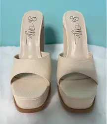 SO ME Women's Ivory Danika Sandal Size 7 Y2K Chunky Platform Slip‎ On S-407