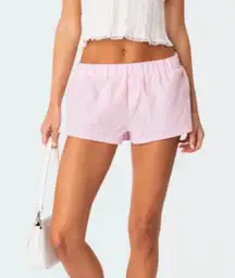 Edikted Plaid Pink and White Gingham Shorts Elastic Waist Boxer