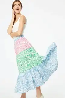 Roller Rabbit Aitona Carlisa Maxi Skirt Floral Colorblock Size Small