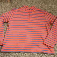 L.L. Bean Vibrant Orange and Blue Striped Quarter Zip Sweater