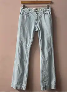 Vintage Y2K Gap Low Rise Light Wash Blue Wide Hemmed Flared Jean 28" Waist GUC