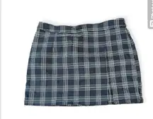 Garage Women's Size XL Gray Plaid Zip Back Front Slit Mini Skirt