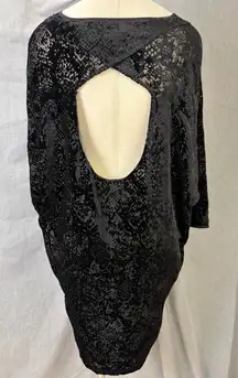 Silence + Noise Black Burnout Velvet Open Back Dress Size M