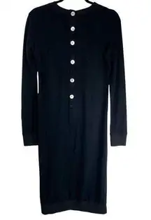 Ermanna Designer Knit Long Sleeve Dress Mother of Pearl Button Back Sz Small