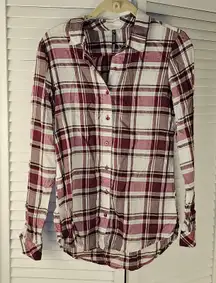 Kuhl Womens Burgundy Plaid Lexi Long Sleeve Lightweight Button Down Shirt XS‎