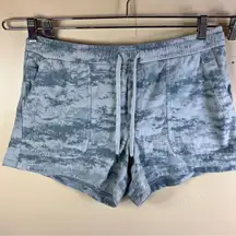 Athleta Farallon Tie Dye Comfy Womens Shorts Size‎ Large Pockets Athleisure Blue