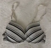 Xhilaration Black and Gray Striped Bra