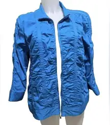 Laura Ashley Bright Blue Colored Ruched Spring Jacket Size Large