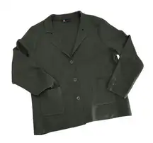 Kancy Kole Womens Olive Green Knit Blazer Cardigan Pockets Button Cuffs Size 2XL