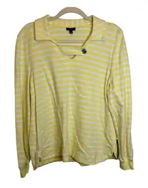 Talbots Blouse Women's Size XL‎ Stripes Long Sleeve Yellow White
