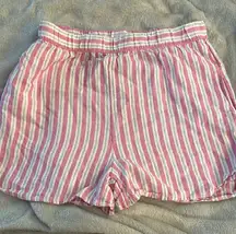 Universal Thread Striped High Waist Shorts - Pink and White