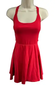 Halara Red Halter Neck Twist Back Cutout Skater Dress Size S Ballet Cutout