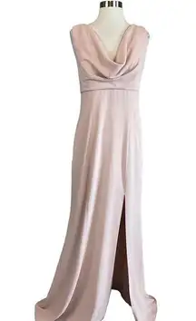 Adrianna Papell Women's Formal Dress Size 10 Pink Crepe Strappy Back Long Gown