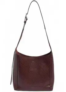 Rag & Bone Small Belize Basketweave Embossed Leather Shopper Bag Wine Burgundy