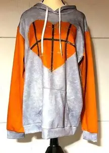 Heart shaped basket ball on a hoodie. Women’s XL