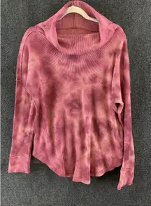 Anthropologie Maeve Women’s Top Berry Ainsley Thermal Tie Dye Cowl Neck Size L