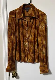 Separates by New York City Design Brown flower print button down shirt Large