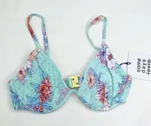 Some Days Lovin Amazonia Shirred Floral Bikini Top Women's Size Small S