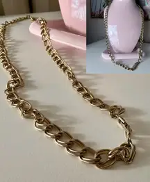 Gold Tone Chunky Chain Link Necklace 18" Long Statement Fashion Jewelry OS