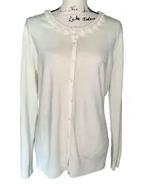 Laura Scott cream pearl sweater large