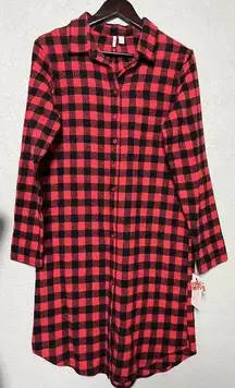 Nordstrom Women’s Size Small‎ Flannel Red/Black Buffalo Check Night Gown