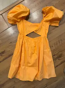 Orange Puff Sleeve Dress
