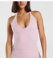 GymShark Whitney Simmons eyelash knit Fuzzy Halter Top Large