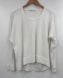T by Alexander Wang White Textured Crewneck Sweatshirt Size Small
