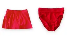 LL Bean Red Swim Skirt + Swim Bottom High Cut Size 12 Women’s Beach Bathing Suit