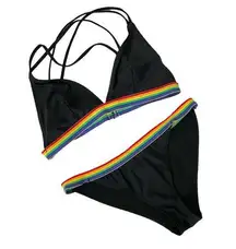 HOT TOPIC medium Rainbow Varsity Stripe Triangle set SW 4207