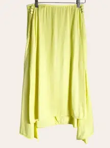 Hugo Boss Yellow Asymmetric Sharkbite Side Button Midi Skirt Size 4