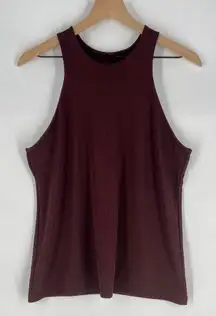 A New Day Stretch Ribbed Jersey Knit Sleeveless Brown Burgundy Tank Top Size L‎
