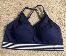 Torrid Navy Blue Lightly Lined Seamless White Stripe Sporty Bralette - size 1