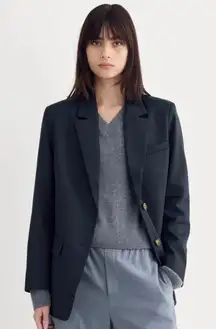 NWT | Everlane Tencel Oversized Blazer Classic Navy 2 Button Size 6