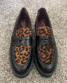 NEW Franco Sarto Balin Padded Insole Lug Sole Slip On Loafers Leopard Sz 9.5