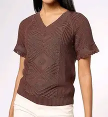 Canyon Retreat Short Sleeve Pullover Sweater Plus Sz 1X Preppy Boho Goblincore