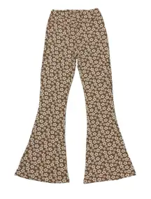 Belle Du Jour Flared Pants Medium Brown Floral Vintage Soft Knit