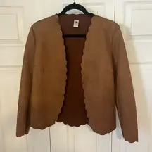 Tan Suede Blazer with Scalloped Edges from Italy!