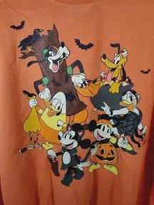 Disney Mickey & Friends Halloween Women's XL Orange Graphic Sweater NWT